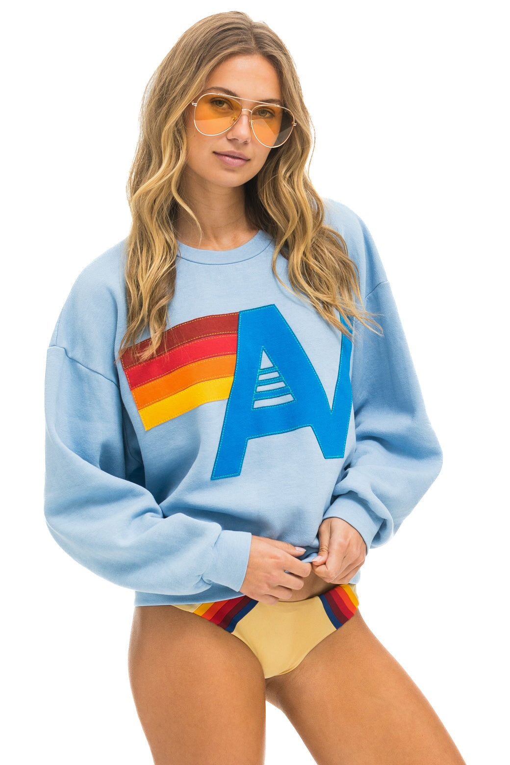 LOGO STITCH RELAXED CREW SWEATSHIRT - ICE