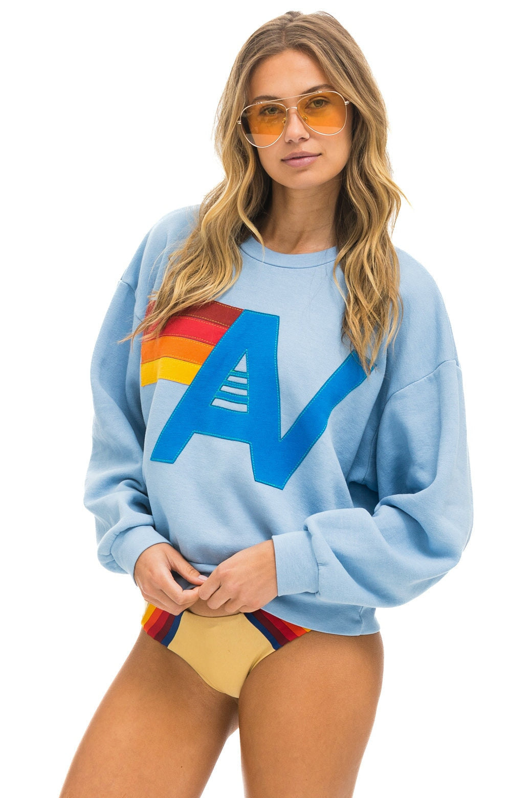 LOGO STITCH RELAXED CREW SWEATSHIRT - ICE