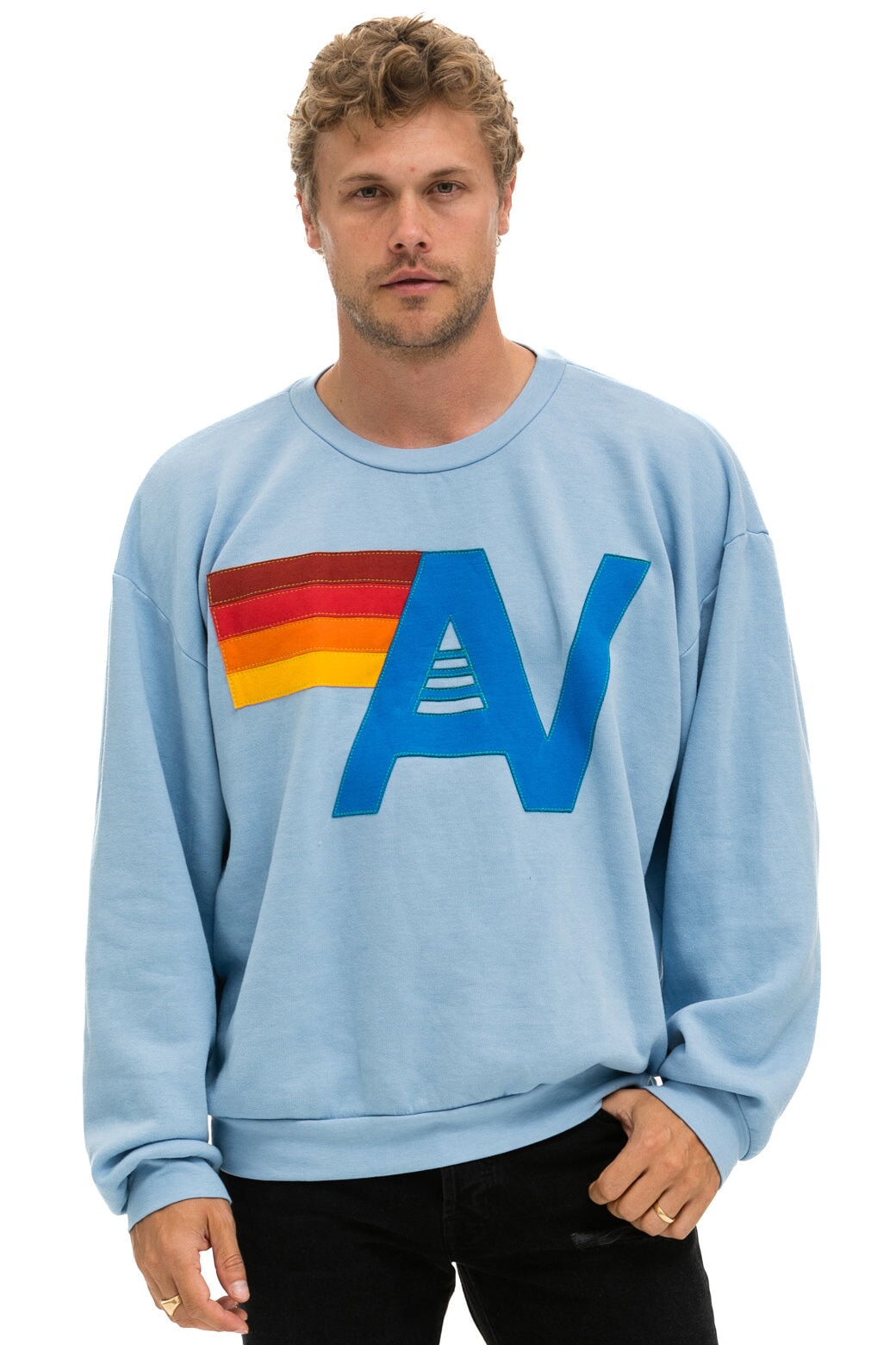 LOGO STITCH RELAXED CREW SWEATSHIRT - ICE
