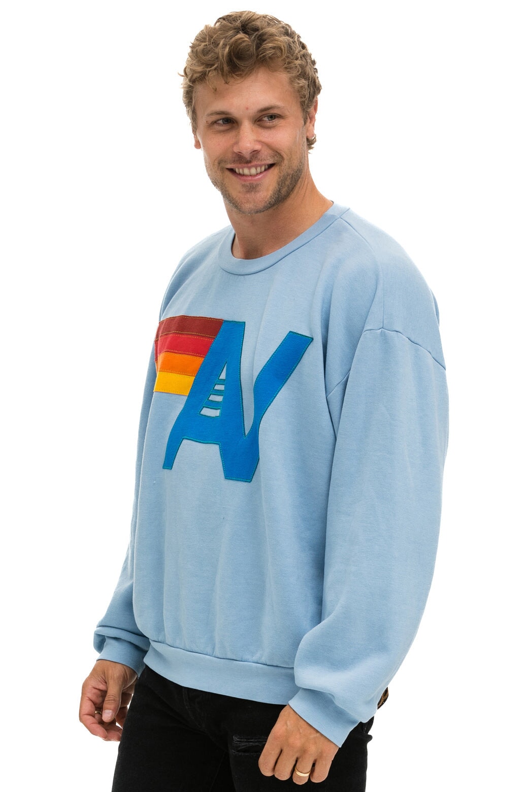 LOGO STITCH RELAXED CREW SWEATSHIRT - ICE