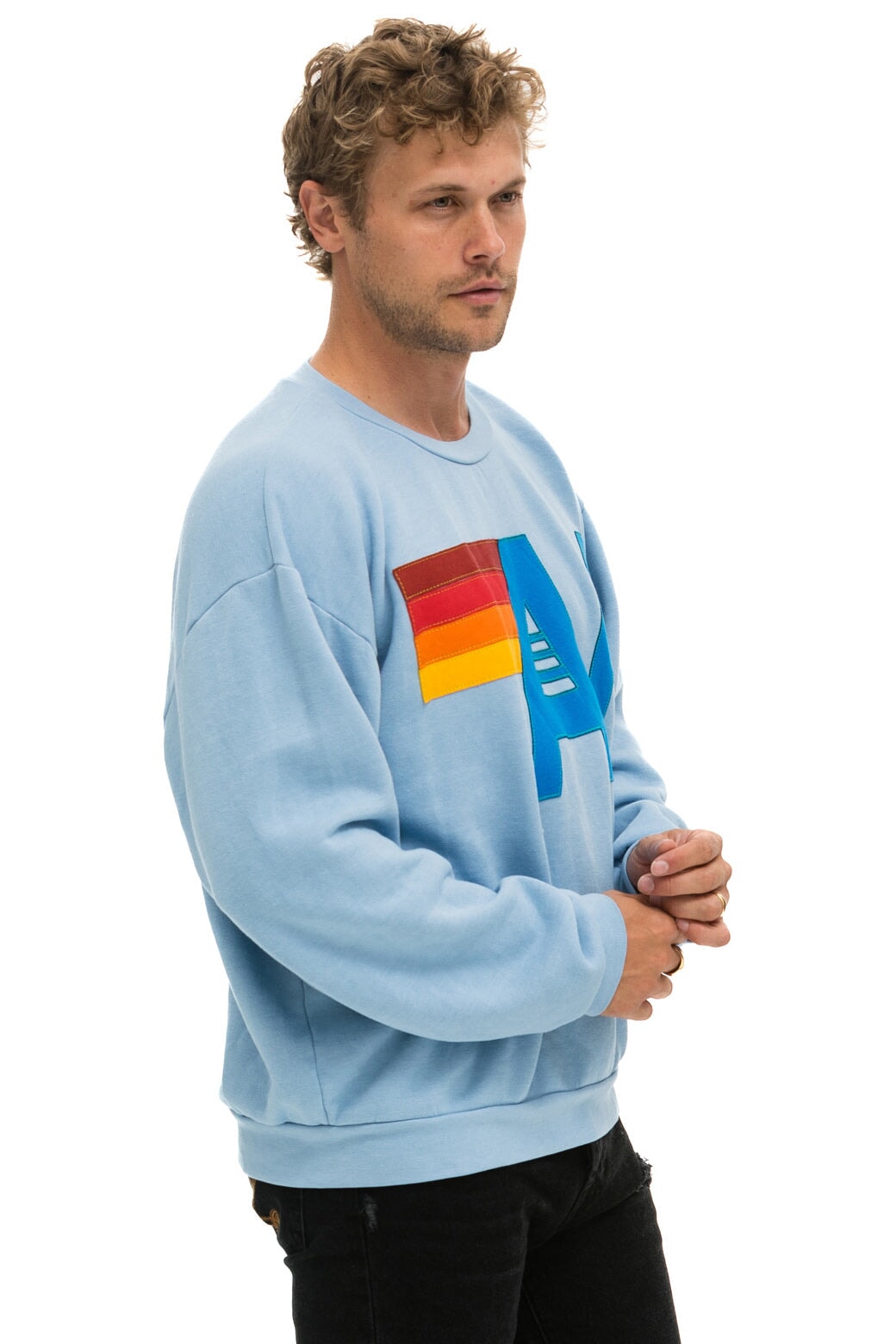 LOGO STITCH RELAXED CREW SWEATSHIRT - ICE