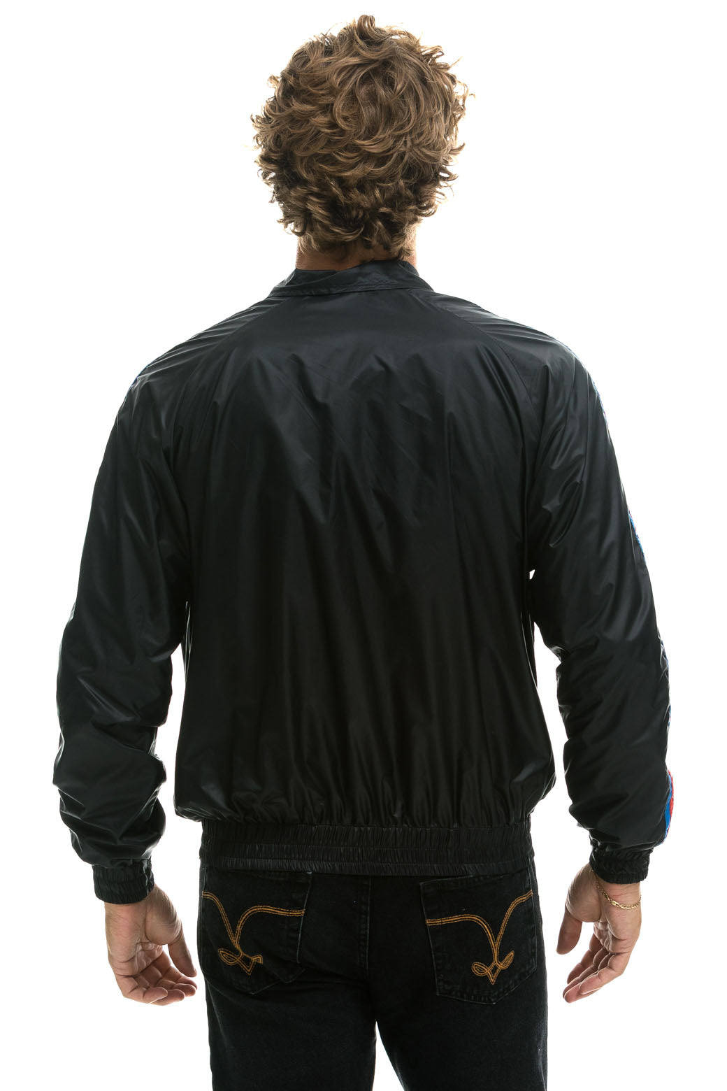 MEN'S 4 STRIPE WINDBREAKER - BLACK