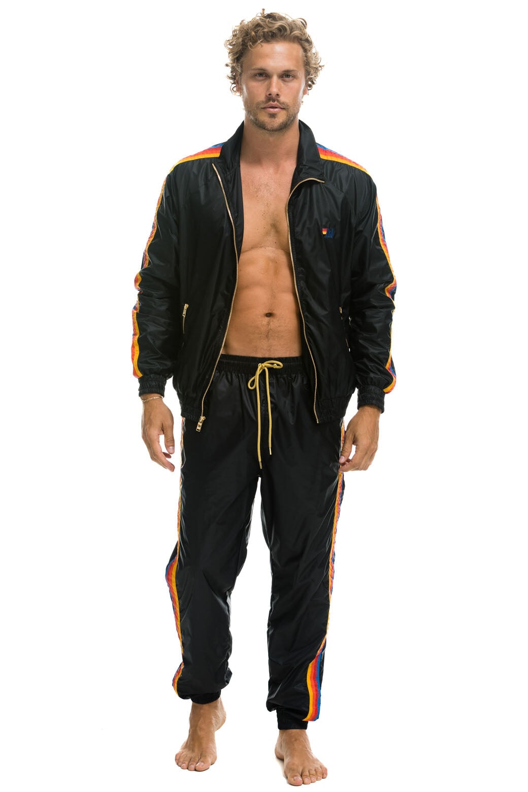 MEN'S 4 STRIPE WINDBREAKER - BLACK