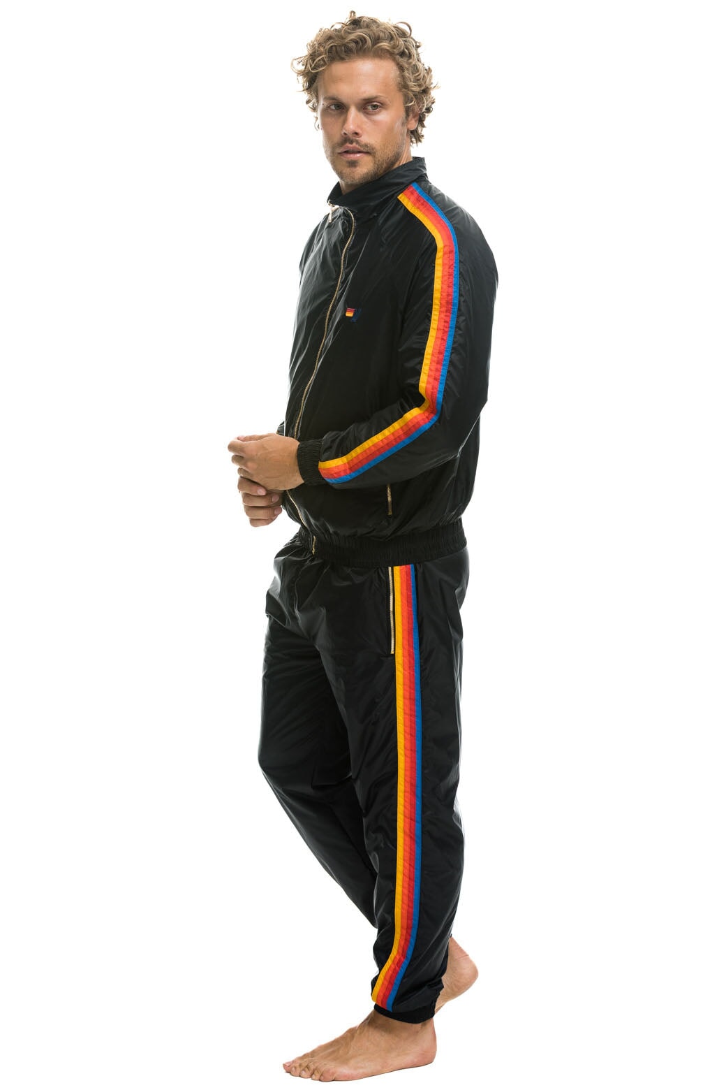 MEN'S 4 STRIPE WINDBREAKER - BLACK