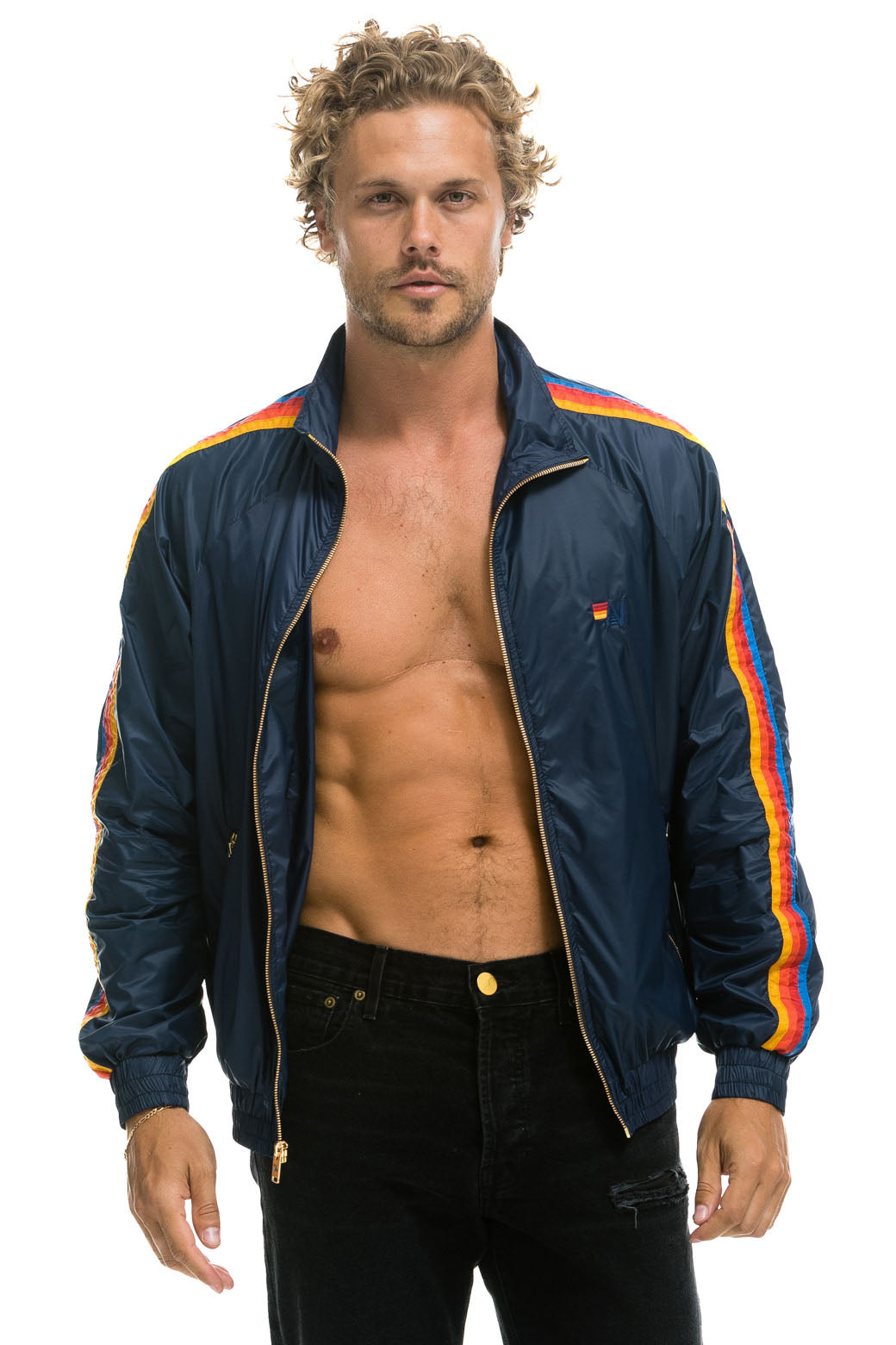 MEN'S 4 STRIPE WINDBREAKER - NAVY