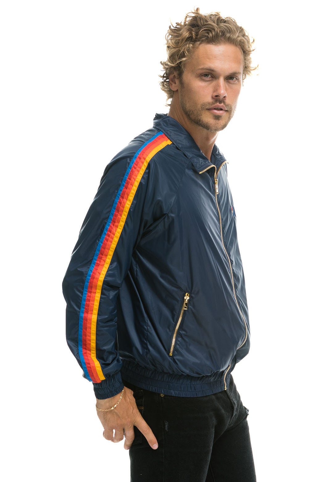 MEN'S 4 STRIPE WINDBREAKER - NAVY