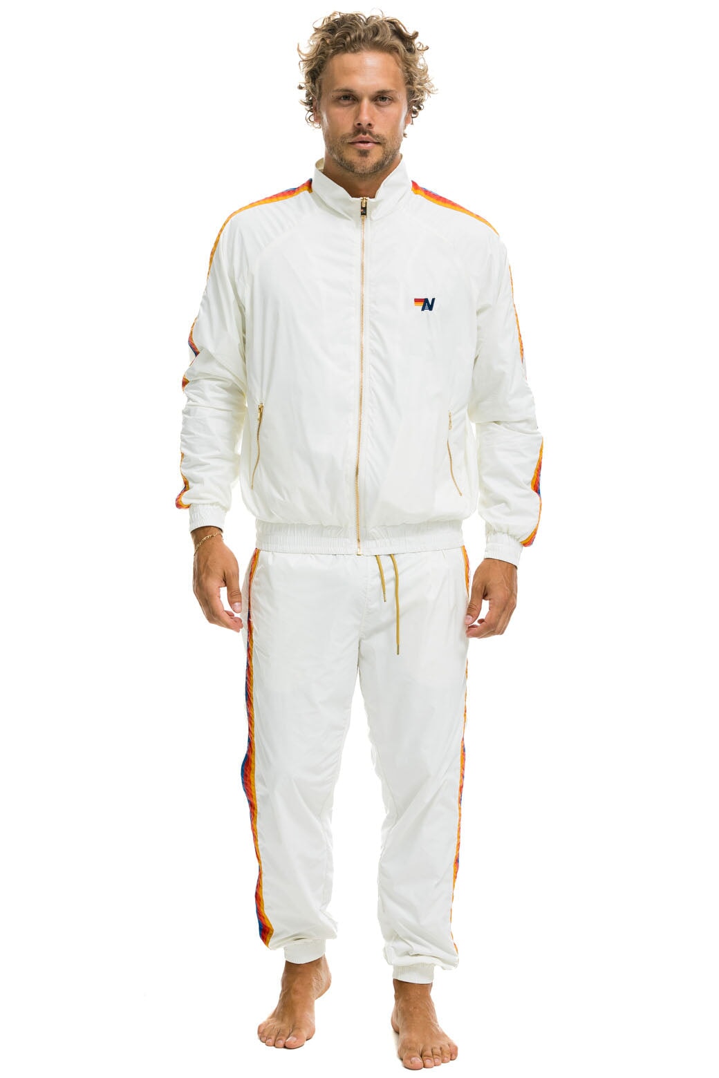 MEN'S 4 STRIPE WINDBREAKER - WHITE