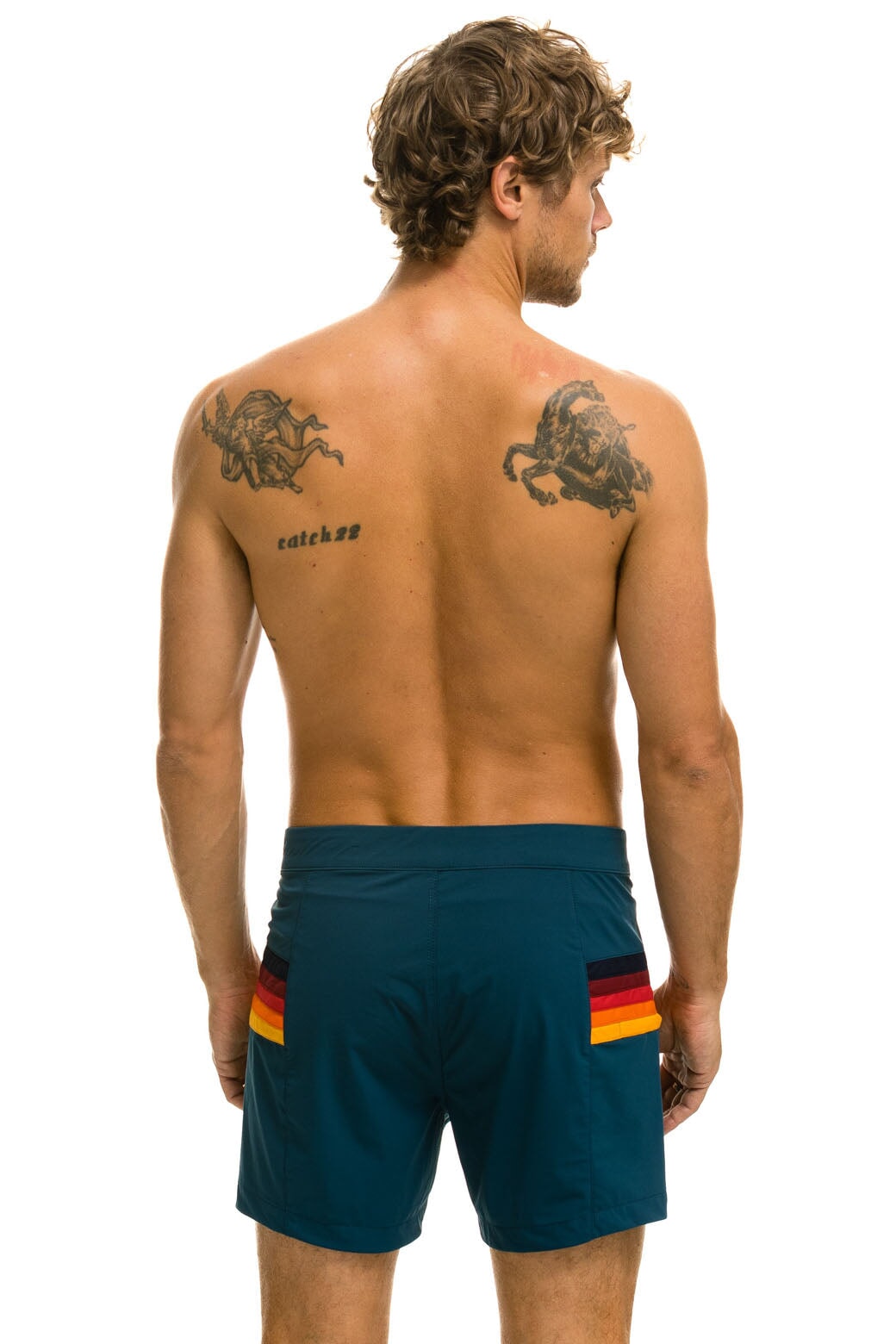 MEN'S HORIZONTAL 5 STRIPE FLEX SHORTS - DEEP OCEAN
