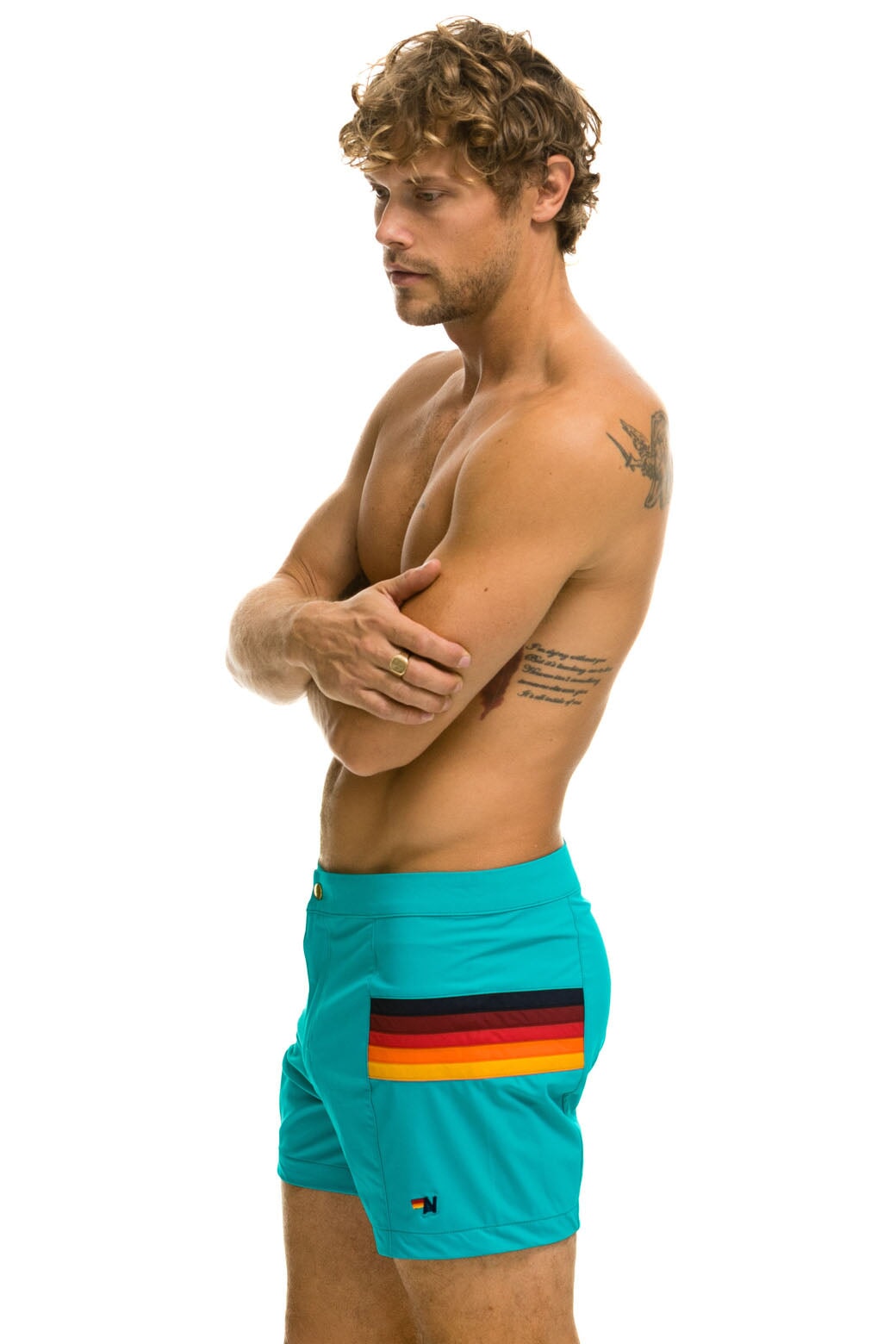 MEN'S HORIZONTAL 5 STRIPE FLEX SHORTS - JADE