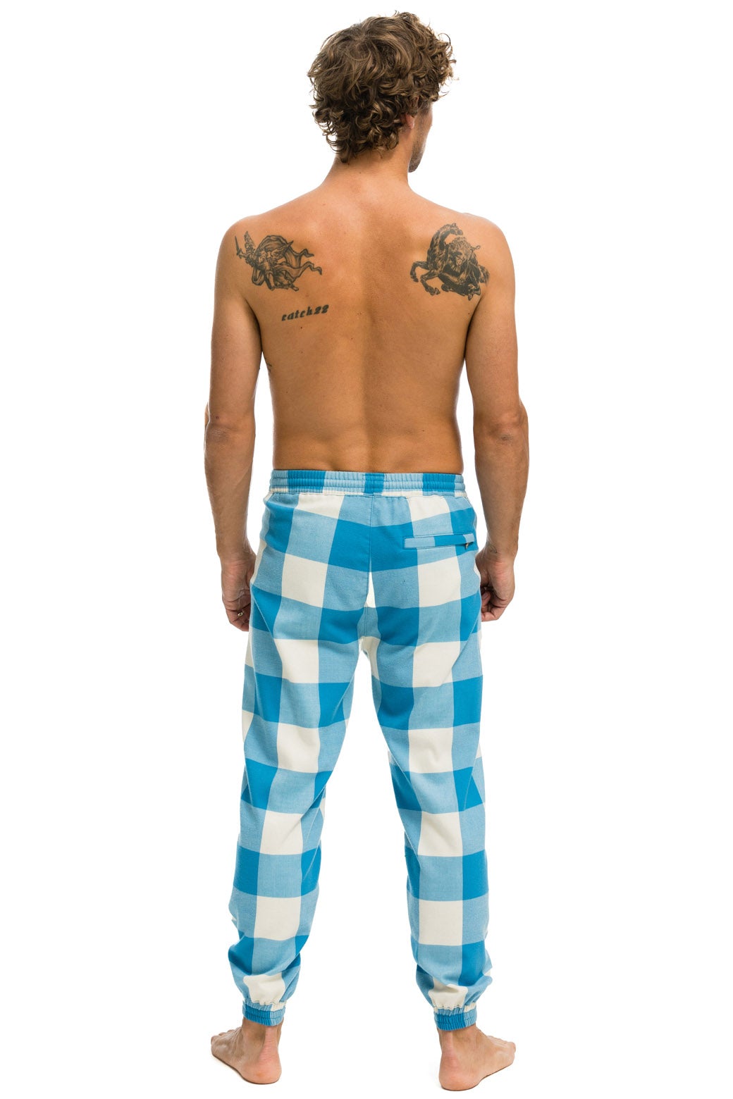 UNISEX PLAID LODGE PANT - SKY PLAID