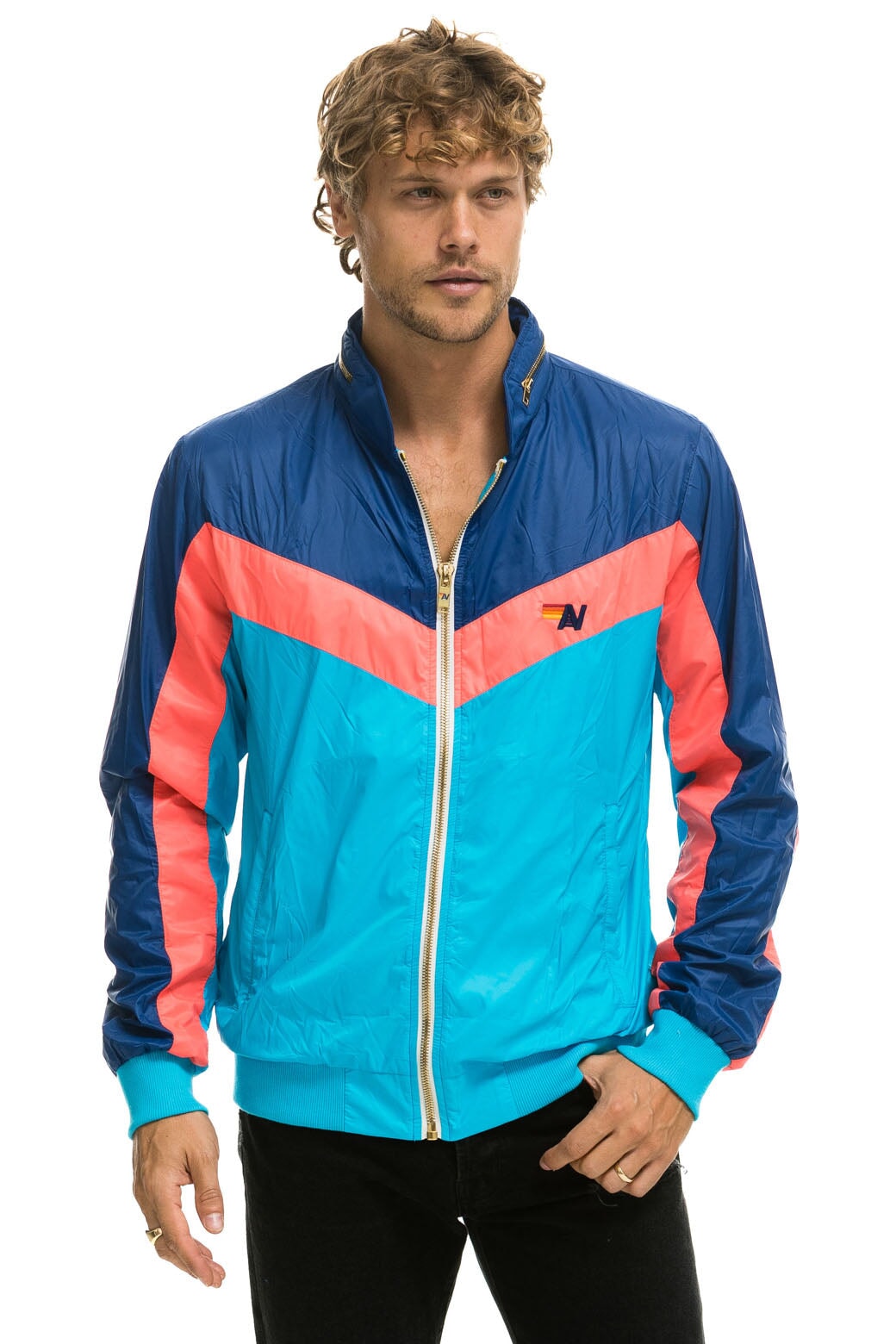 MEN'S WINDBREAKER JACKET- NEON BLUE