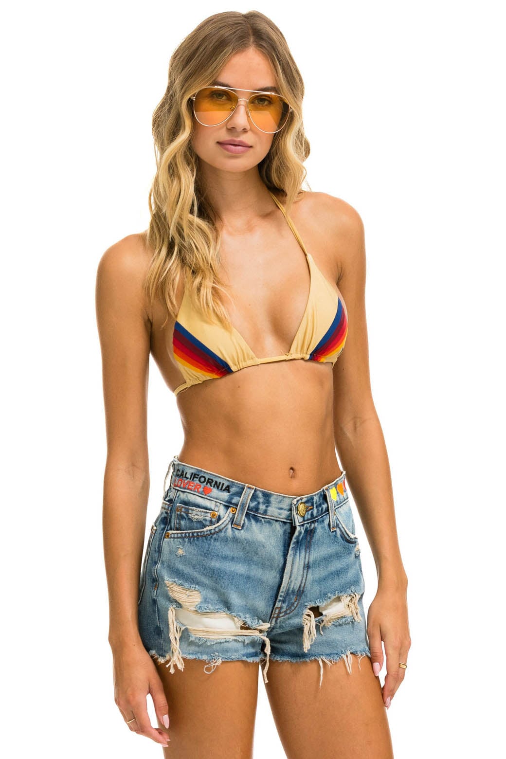 MID RISE ROCKER COWGIRL CUTOFF CALI LOVER HEART JEAN SHORTS - VINTAGE