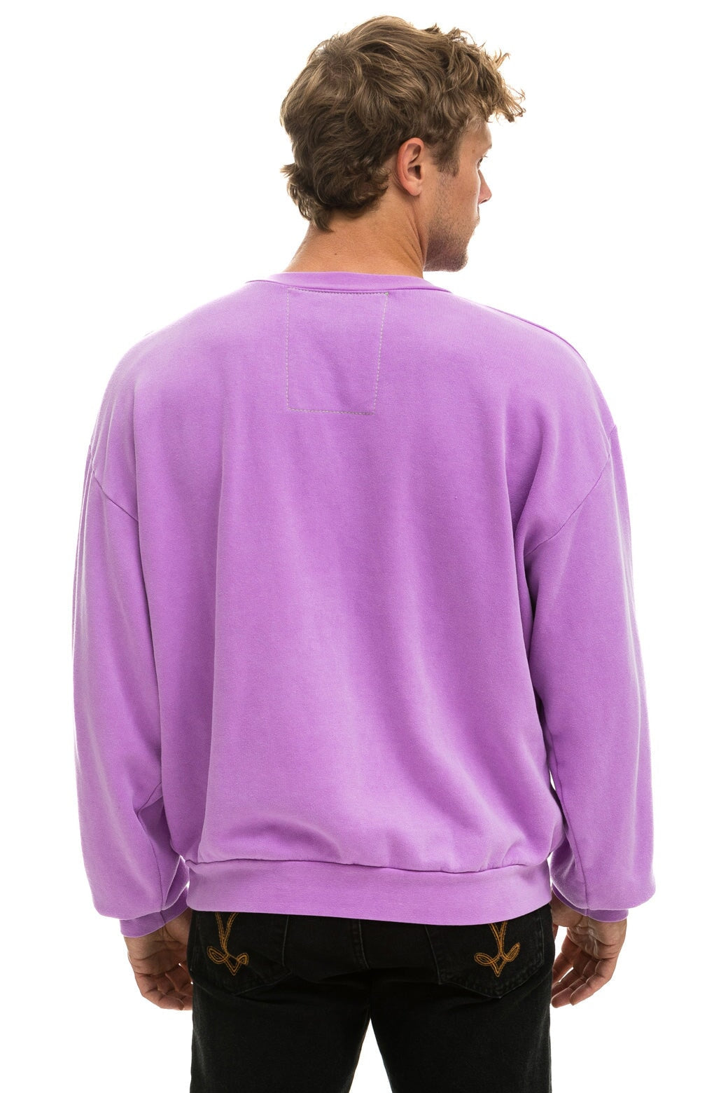 PRAY FOR SNOW RELAXED CREW SWEATSHIRT - NEON PURPLE