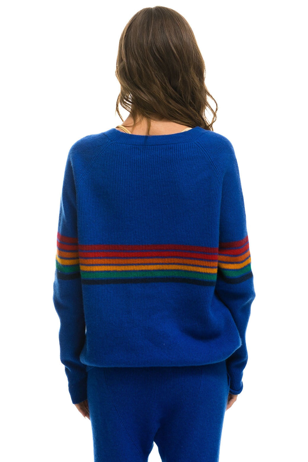 RAINBOW STRIPE 6 UNISEX CASHMERE SWEATER	- LAPIS