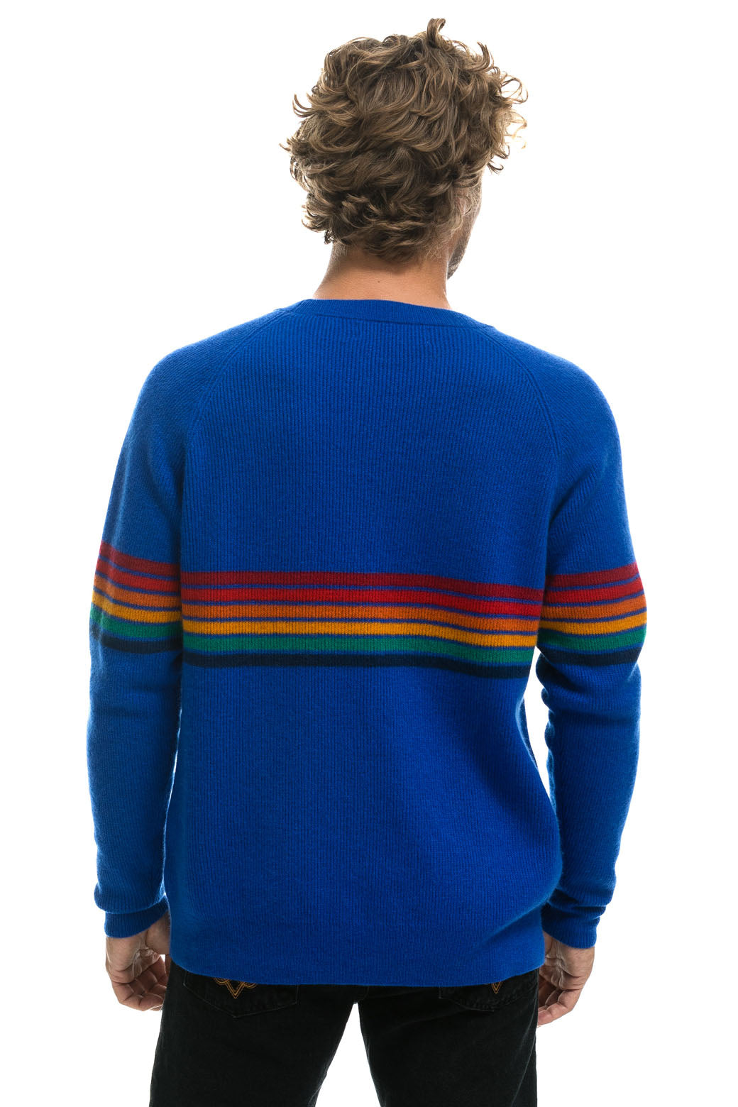 RAINBOW STRIPE 6 UNISEX CASHMERE SWEATER	- LAPIS