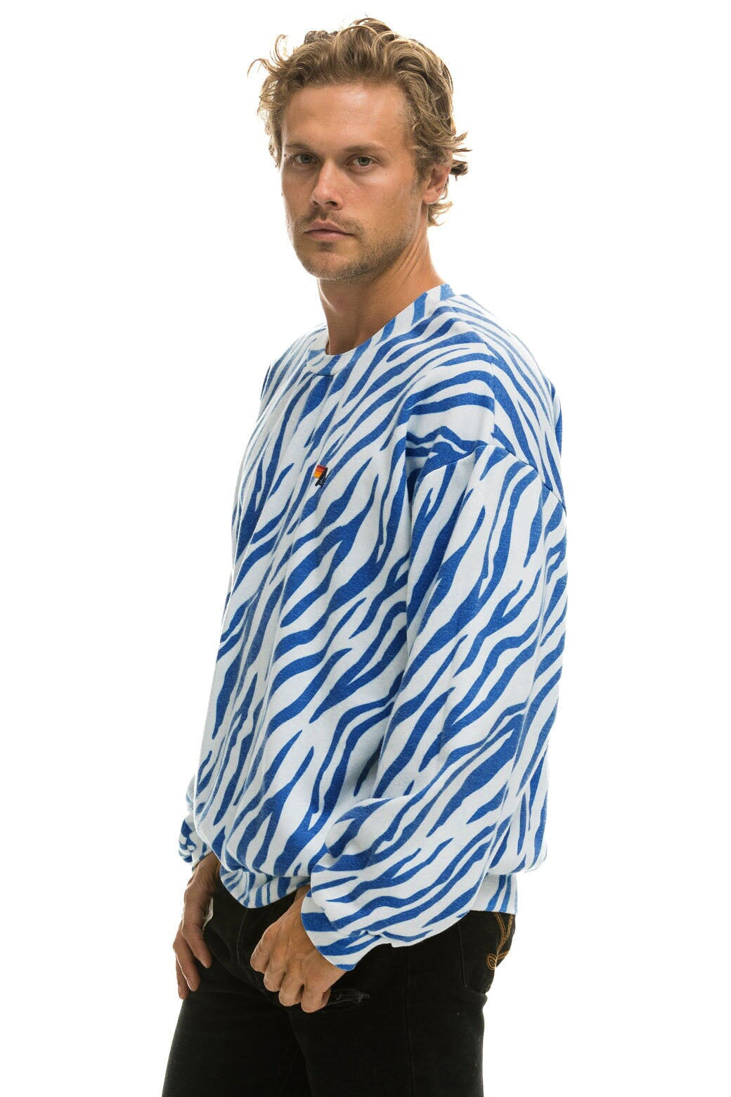 TIGER RELAXED FIT CREW SWEATSHIRT - BLUE TIGER