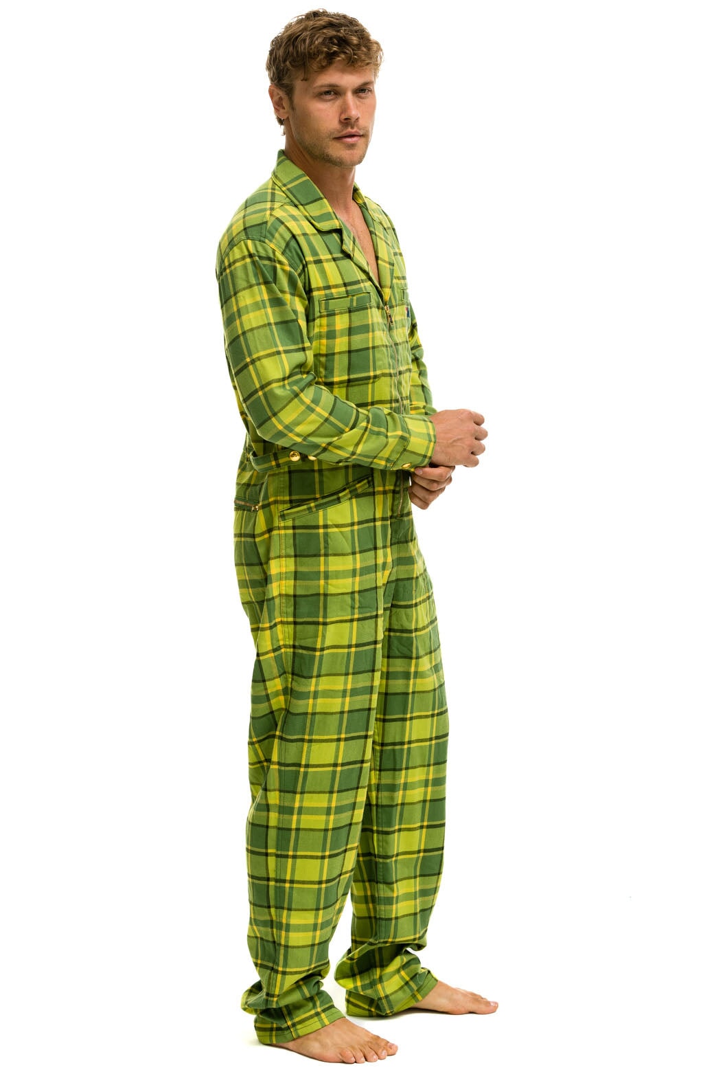 UNISEX PLAID FLIGHT SUIT - AVOCADO PLAID