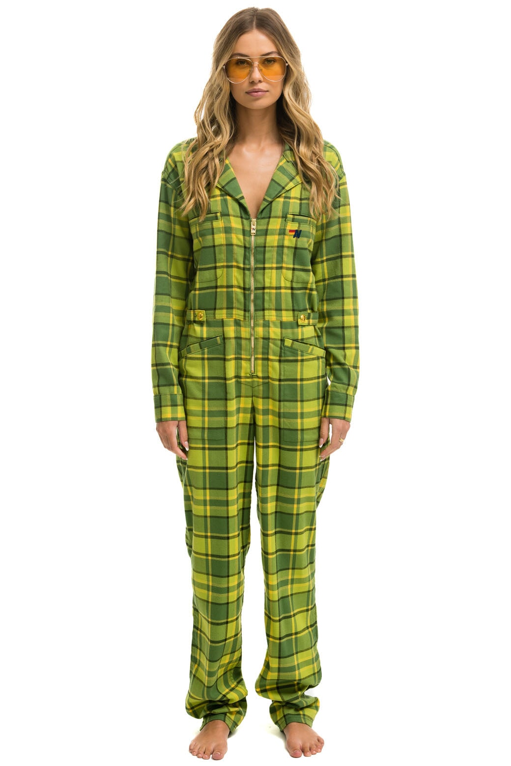 UNISEX PLAID FLIGHT SUIT - AVOCADO PLAID