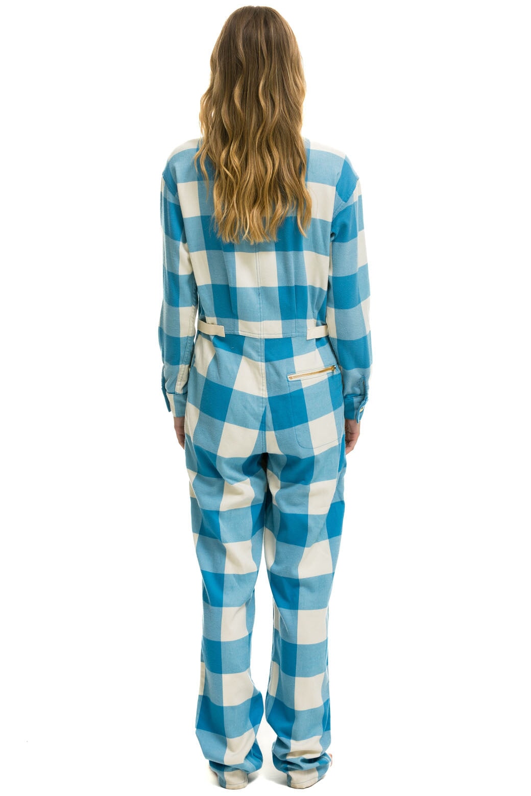 UNISEX PLAID FLIGHT SUIT - SKY PLAID
