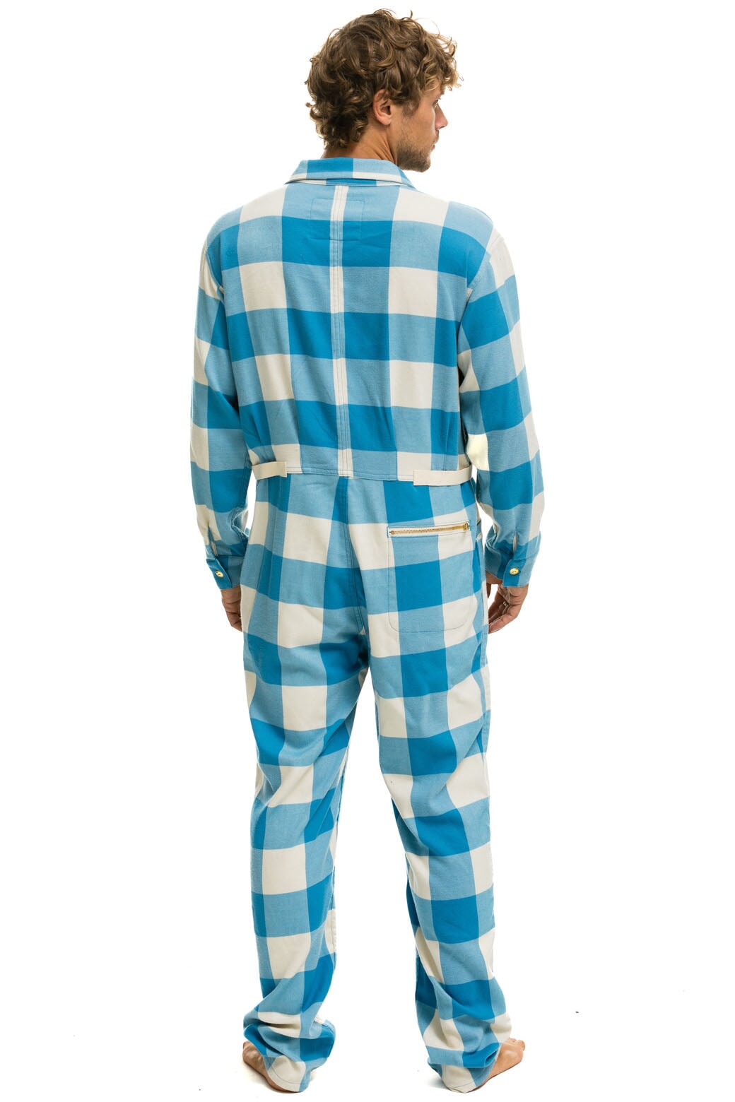 UNISEX PLAID FLIGHT SUIT - SKY PLAID