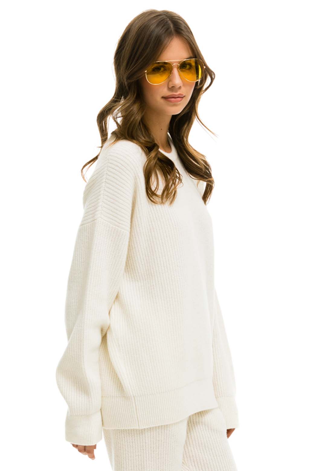 VINTAGE CABIN UNISEX CASHMERE SWEATER - VINTAGE WHITE