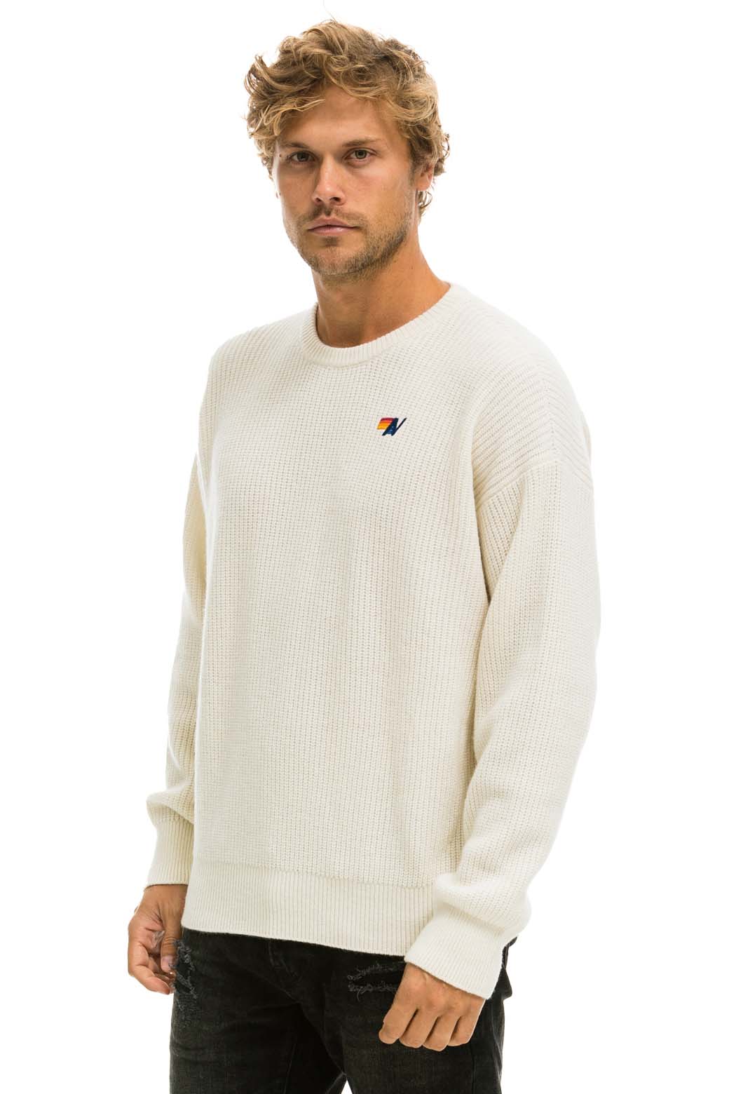 VINTAGE CABIN UNISEX CASHMERE SWEATER - VINTAGE WHITE