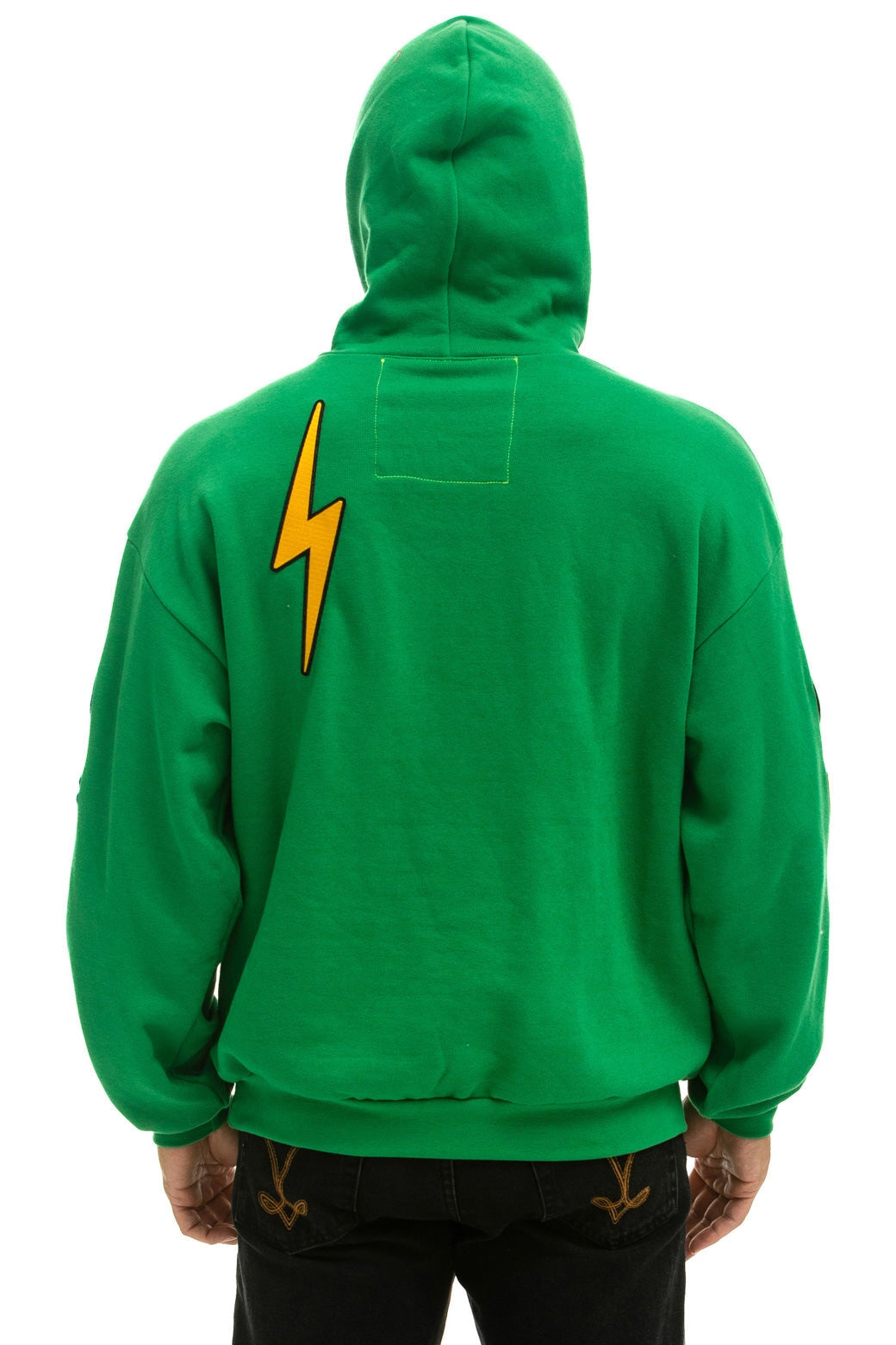 VINTAGE PATCH RELAXED PULLOVER HOODIE- KELLY GREEN