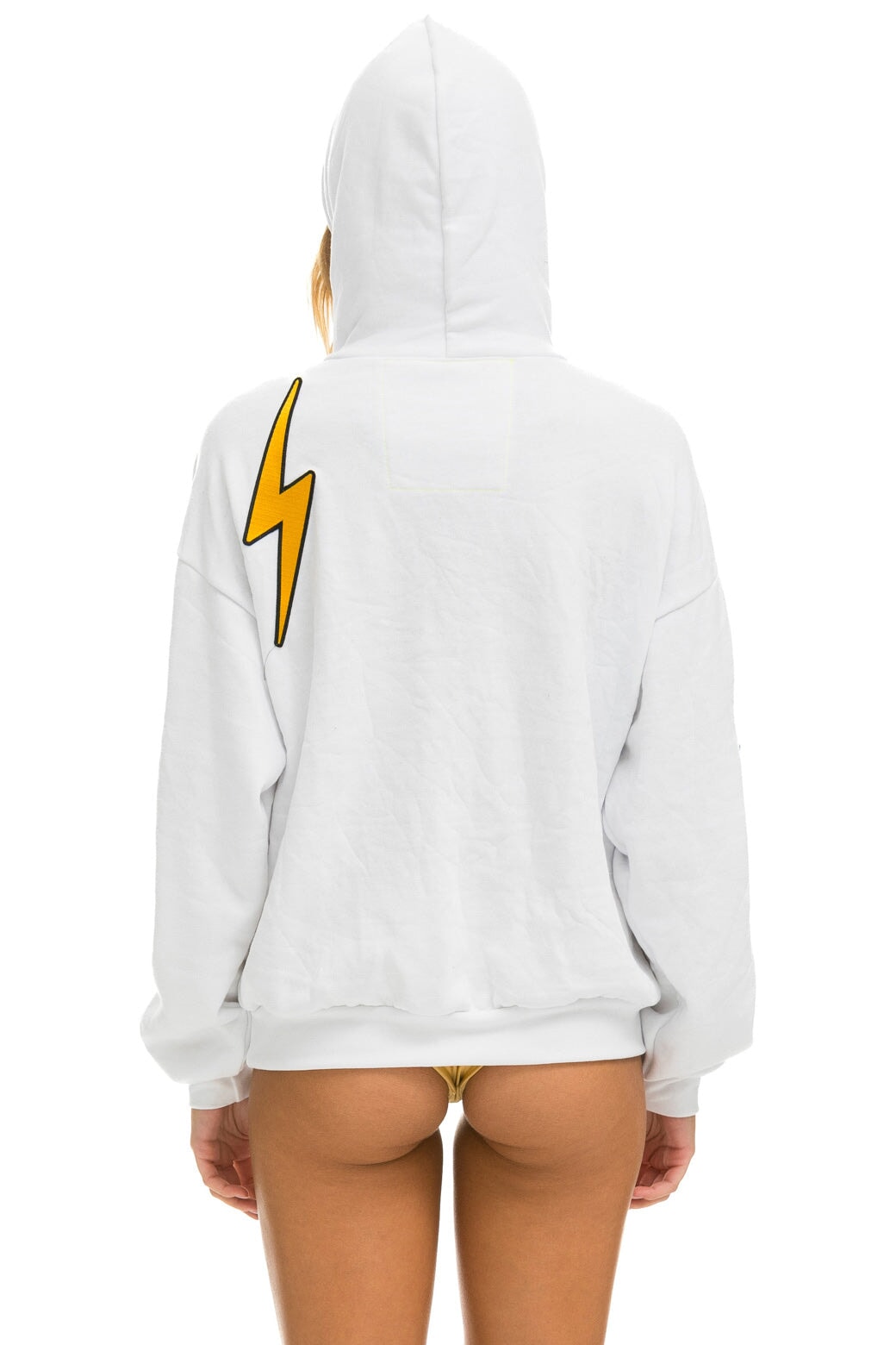 VINTAGE PATCH RELAXED PULLOVER HOODIE- WHITE
