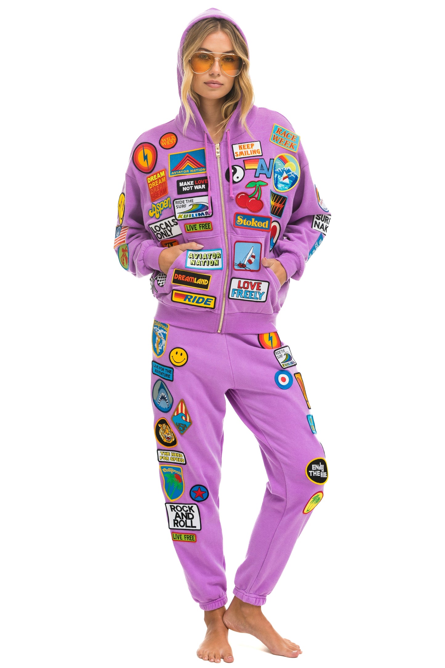 VINTAGE PATCH SWEATPANTS - NEON PURPLE