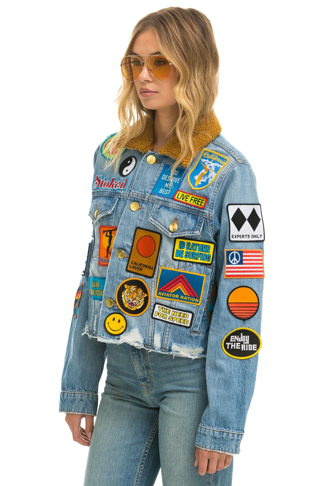 VINTAGE PATCH CROP DENIM JACKET - SUPER LIGHT