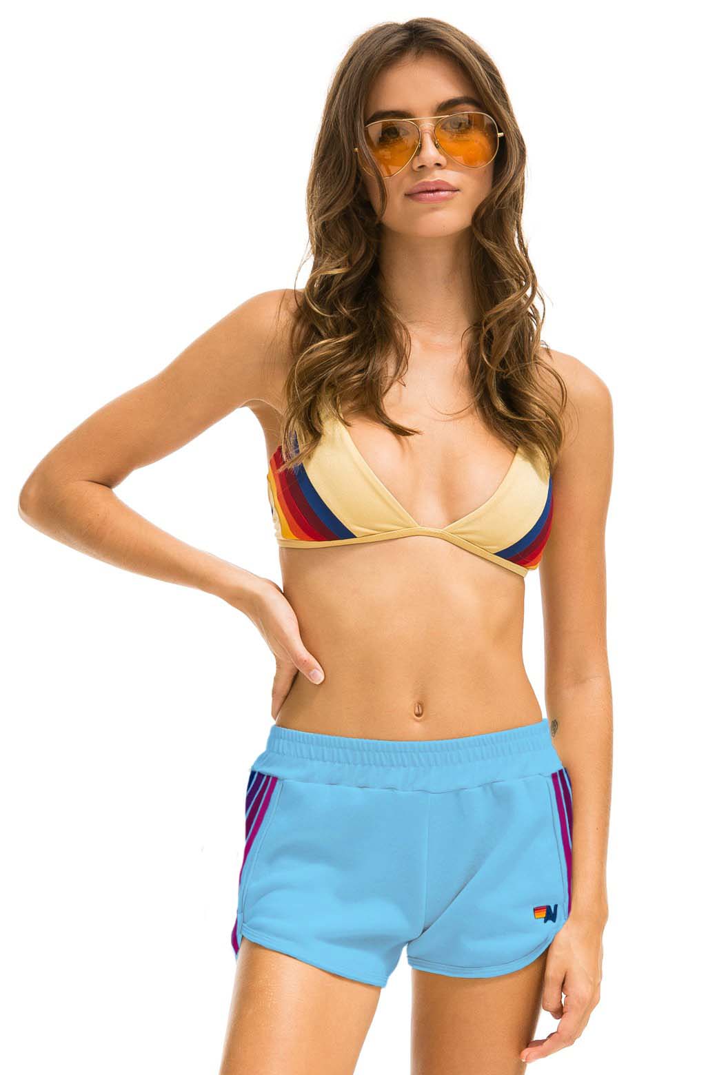 5 STRIPE JOGGER SHORTS - SKY // PINK // PURPLE