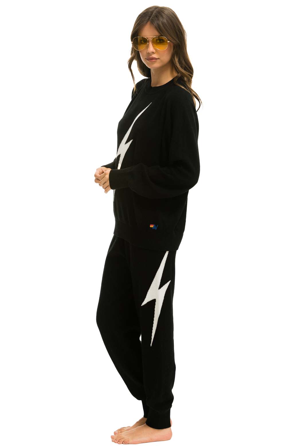 BOLT CASHMERE LIGHT SWEATER PANT - BLACK // WHITE BOLT